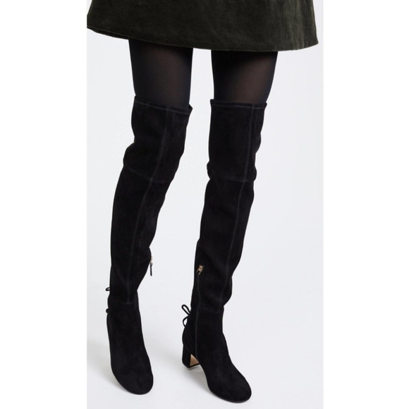 Tory Burch Laila Black Suede Otk Over The Knee Boots - Picture 2 of 14